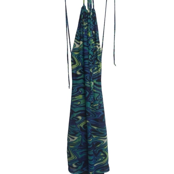 Miss Lola  Blue Print Halter Neck Mini Dress Size Small NEW - Picture 1 of 13